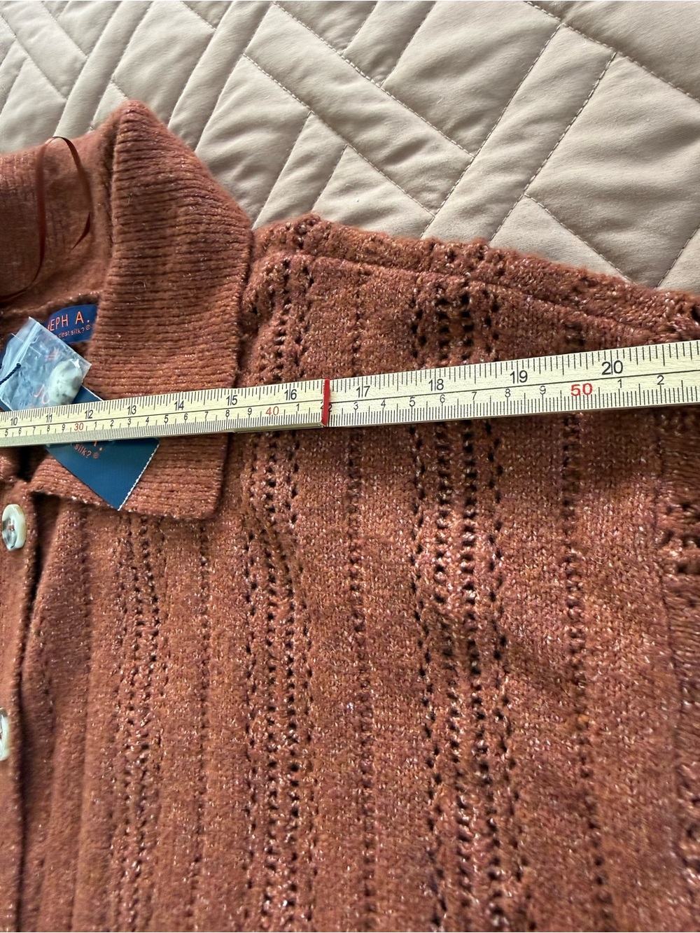 Joseph Rust Openwork Button-Up Collared Knit Cardigan - Picture 7 of 9